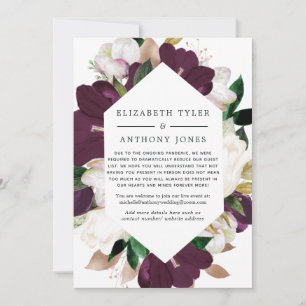 Faire-part Plum et blanc Floral Mariage Liste d'invités rédui