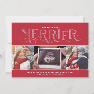 Faire-part Plus de Noël de la grossesse de Merrier