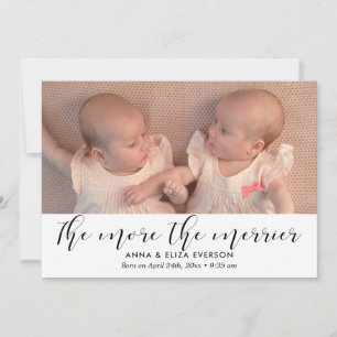Faire-part Plus la photo de naissance jumelle est sympa