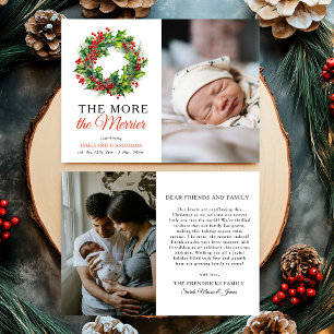 Faire-part Plus la photo de Noël plus Merrier Naissance de bé