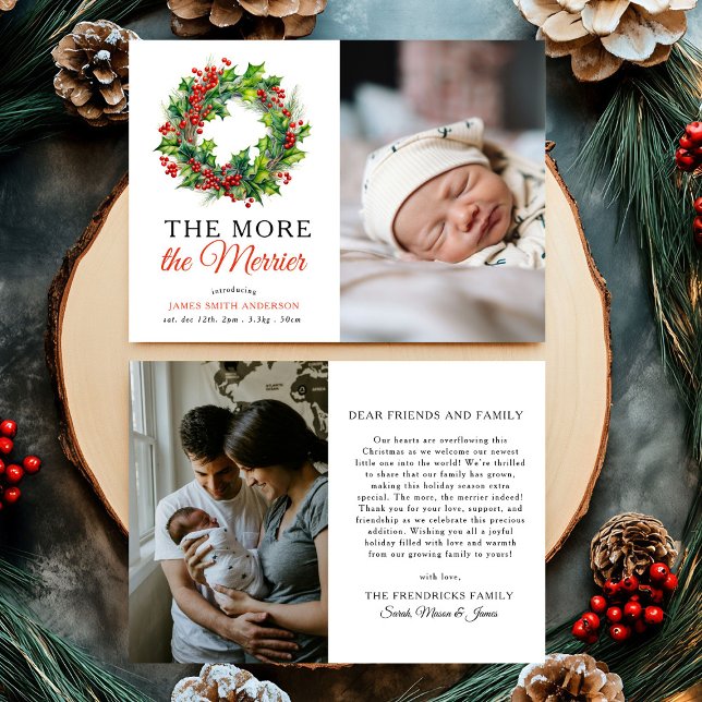 Faire-part Plus la photo de Noël plus Merrier Naissance de bé (Créateur téléchargé)