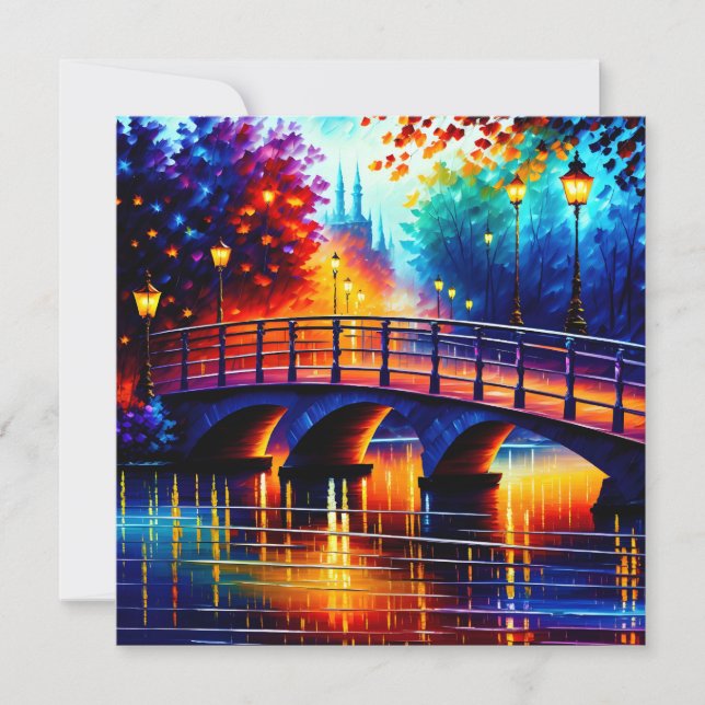 Faire-part Pont romantique dans le style de Leonid Afremov (Devant)