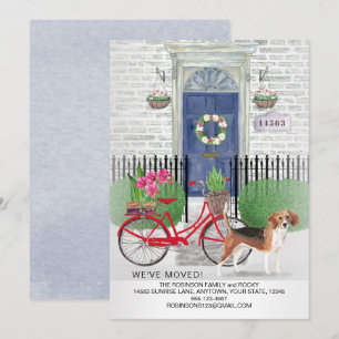 Faire-part Porte de bicyclette de chien Beagle en mouvement N