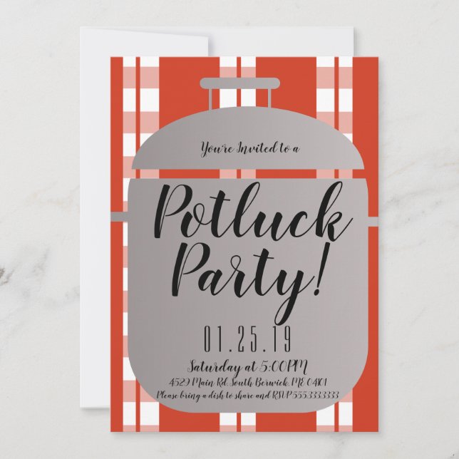 Faire-part Pot Luck Spagetti Dîner Diner Italien (Devant)