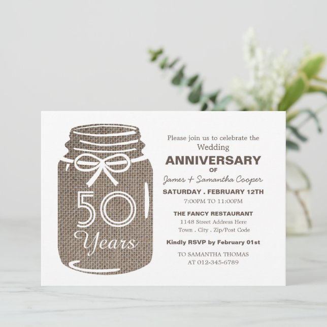 Faire-part Pot Mason Jar, Anniversaire (Debout devant)