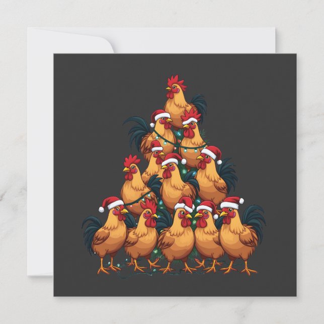 Faire-part Poulets sapin de Noël Joyeux Noël Funny Noël (Devant)