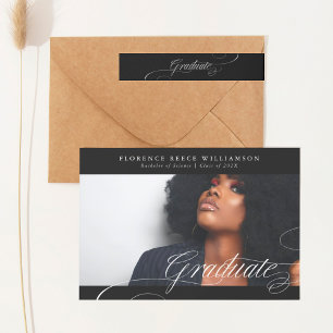 Faire-part Premium Black Calligraphy Photo College