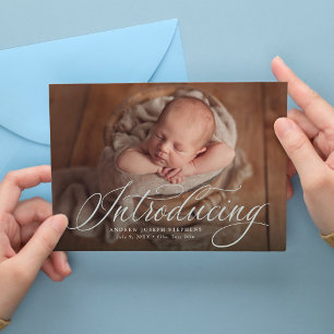 Faire-part Présentation bébé une photo élégante bleu naissanc