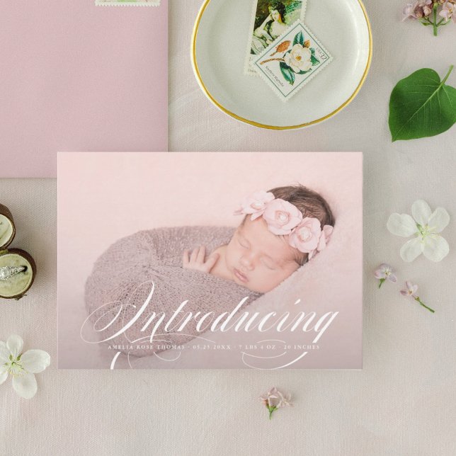 Faire-part Présentation d'Elegant Full Bleed Photo Nouveau bé (Créateur téléchargé)