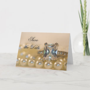 Faire-part Princess Diamond Ring Pearls Wedding Enregistrer l