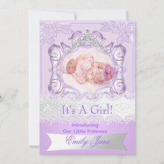 Faire-part Princesse Lilac Nouvelle Bébé Fille Annonce Photo