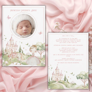 Faire-part Princesse Rose Photo Bébé Fille Naissance