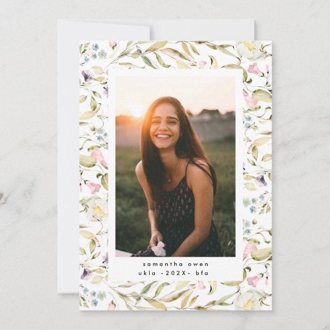 Faire-part Printemps Fleur sauvage Boho Photo University Grad (Devant)