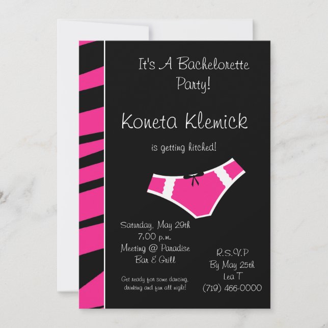 Faire-part purbeng1, pink_panties, C'est un Bachelorett... (Devant)