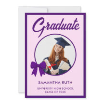 Purple Gingham Bow Photo Graduation