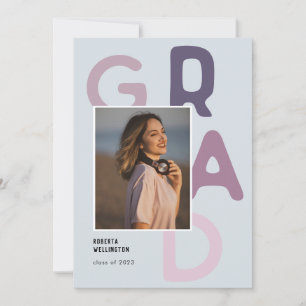 Faire-part Purple Pastel Typographie Photo 2022 Graduation