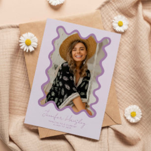 Faire-part Purple Squiggly Photo Frame Graduation
