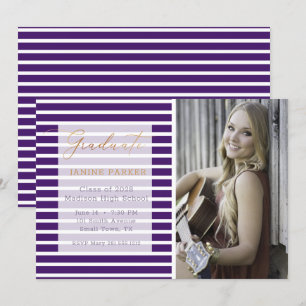 Faire-part Purple Stripe Ajouter Votre Propre Diplôme Photo