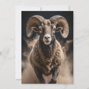 Faire-part Ram Wild Animal Élégant Dramatique Mist Portrait