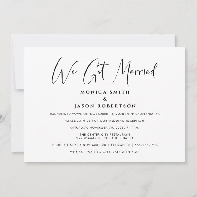 Faire-part Réception de mariage élégante Nous nous sommes mar (Devant)