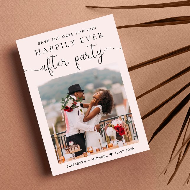 Faire-part Réception de mariage rose de photo chic Enregistre (Créateur téléchargé)