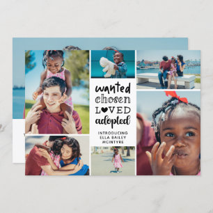 Faire-part Recherché noir choisi aimé Collage photo adopté