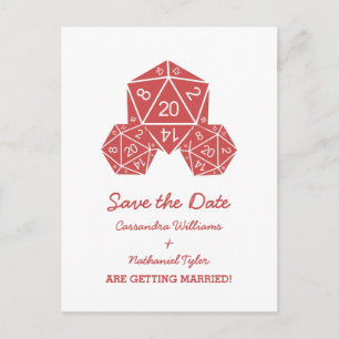 Faire-part Red D20 Dice Enregistrer la date carte postale