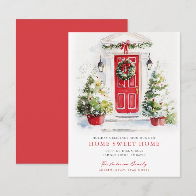 Faire-part Red Door Rustic Home Sweet Home Card (Devant / Derrière)