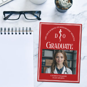 Faire-part Red Osteopathic Médicale School Graduation Photo
