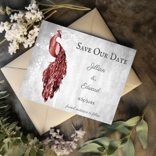 Faire-part Red Peacock Enregistrer La Date Annonce