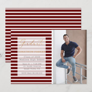 Faire-part Red Stripe Ajoutez Votre Propre Diplôme Photo