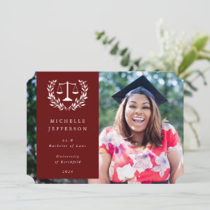 Faire-part Red+White Law Scales Laurel Wreath