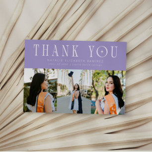 Faire-part Remerciement Moderne Multi Photo Graduation Lilas