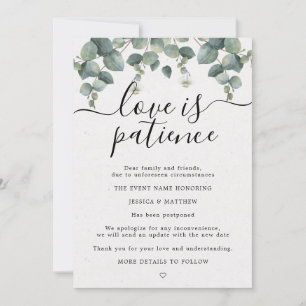 Faire-part Report de la Cérémonie de Mariage au Eucalyptus