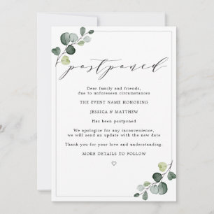 Faire-part Report de la Cérémonie de Mariage au Eucalyptus