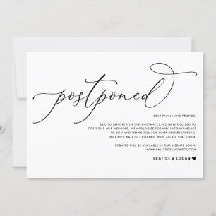 Faire-part Report de mariage écriture noire fantaisiste