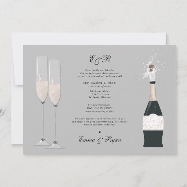 Faire-part Reporter la date du mariage en raison d'un imprévu (Dos)