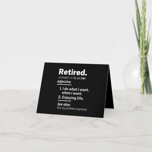 Faire-part retraite. définition drôle retraite (Devant)