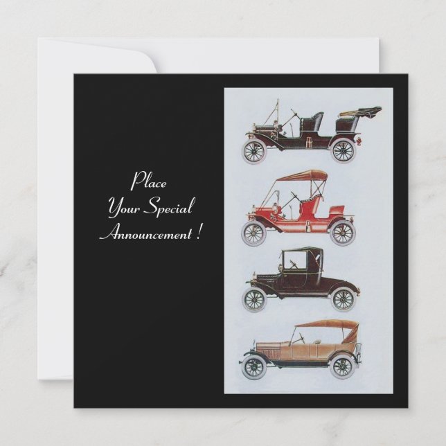 Faire-part RETRO CARS 2, RESTAURATION AUTOMATIQUE, bleu blanc (Devant)