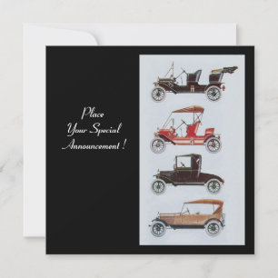 Faire-part RETRO CARS 2, RESTAURATION AUTOMATIQUE, bleu blanc