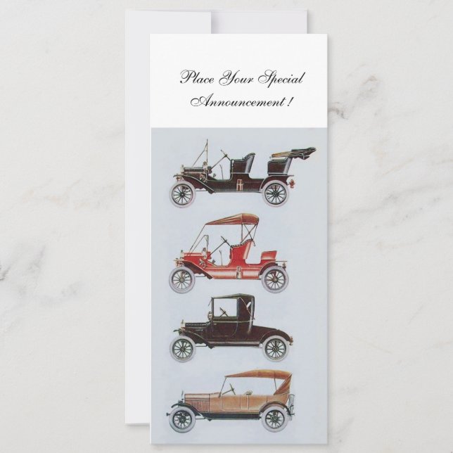 Faire-part RETRO CARS 2, RESTAURATION AUTOMATIQUE, bleu blanc (Devant)