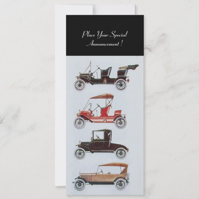 Faire-part RETRO CARS 2, RESTAURATION AUTOMATIQUE, bleu blanc (Devant)