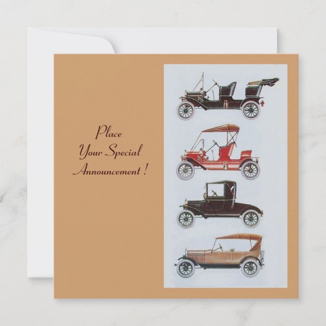 Faire-part RETRO CARS 2, RESTAURATION AUTOMATIQUE, bleu blanc (Devant)