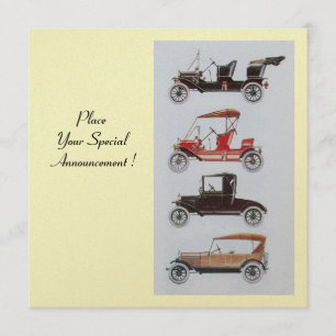 Faire-part RETRO CARS 2, RESTAURATION AUTOMATIQUE, jaune or r