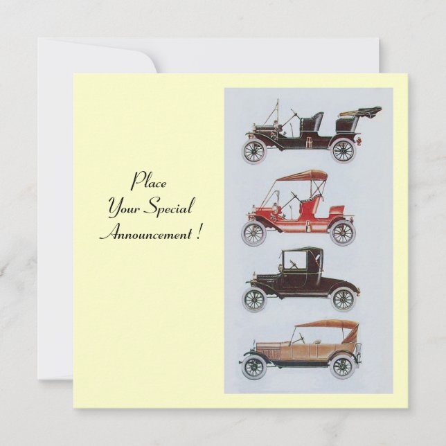 Faire-part RETRO CARS 2, RESTAURATION AUTOMATIQUE, jaune or r (Devant)