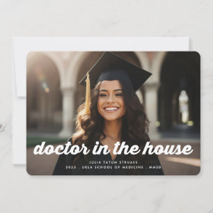 Faire-part RETRO moderne DOCTEUR MÉDICALE 2 Diplôme photo