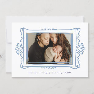 Faire-part retro pastel bleu moderne cadre photo Adoption