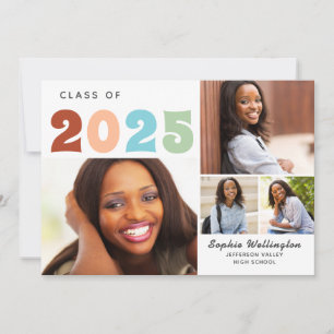 Faire-part Retro Photo Collage Classe de Graduation 2024