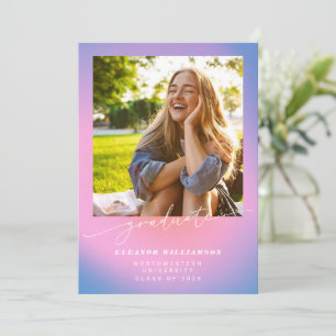 Faire-part Retro Purple Rose Gradient 3 Photo Graduation