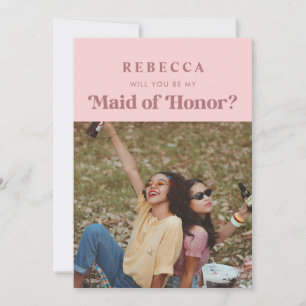 Faire-part Retro Vintage Script photo de la servante d'honneu